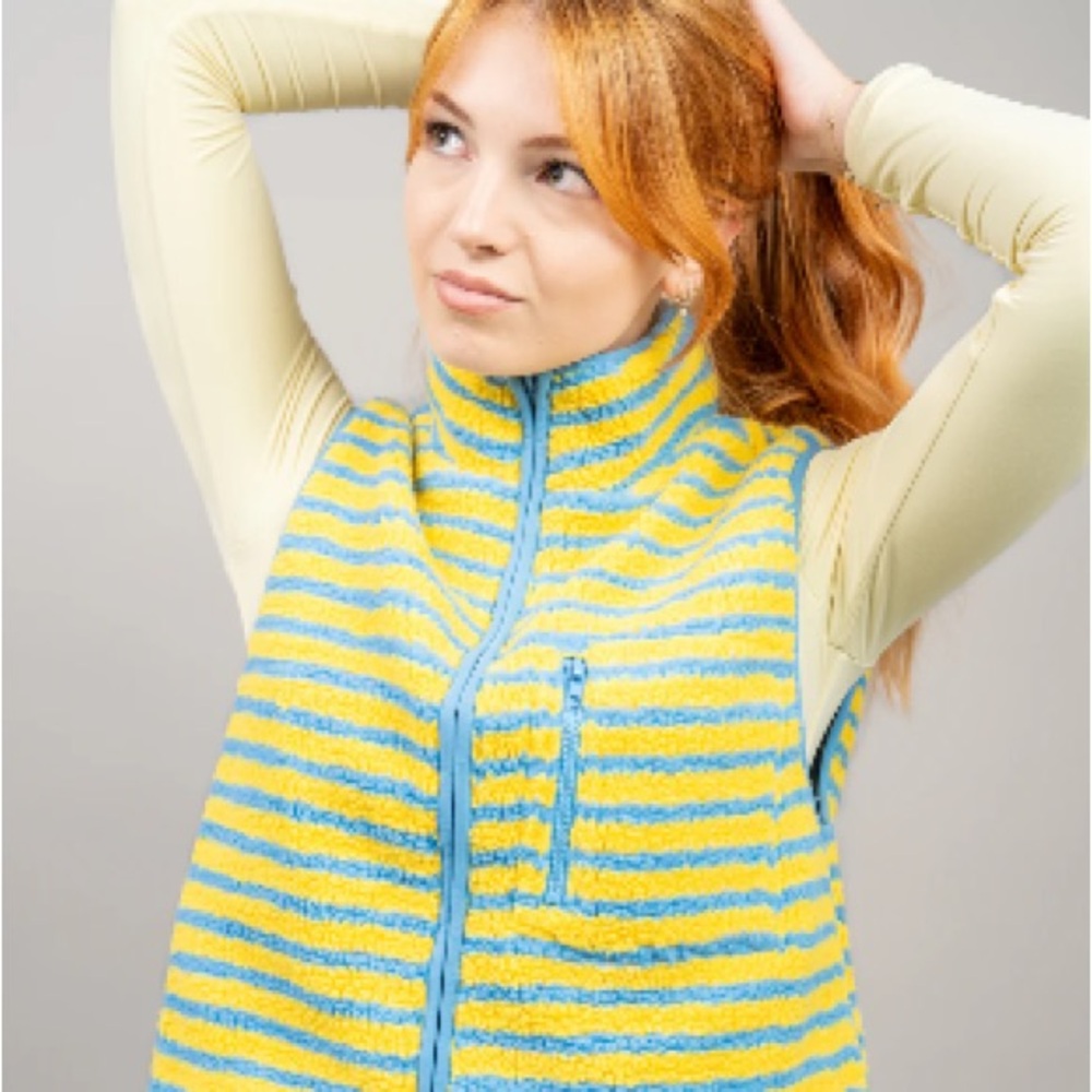 Striped Yellow and Blue Fleece Vest